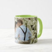 Persoonlijke huwelijksfoto met moderne kalligrafie mok (Voorkant rechts)