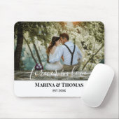 Persoonlijke huwelijksfoto met moderne kalligrafie muismat (Met muis)