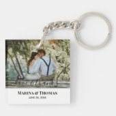 Persoonlijke huwelijksfoto met moderne kalligrafie sleutelhanger (Achterkant)