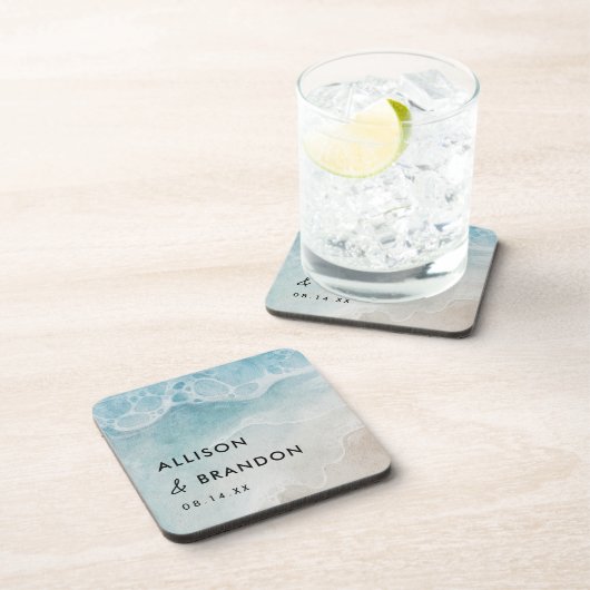 Persoonlijke huwelijksgunsten voor de zomerstrand bier onderzetter (Rechterzijde)