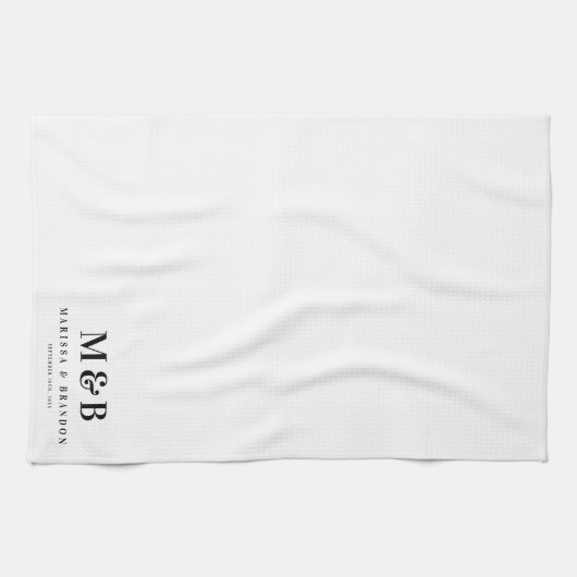 Persoonlijke huwelijksinitiaal van koppel theedoek (Horizontaal)