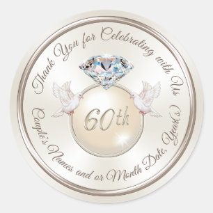 Persoonlijke huwelijksjubileumfeeststicker ronde sticker