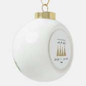 Persoonlijke huwelijksornament met namen en jaar keramische bal ornament (Links)