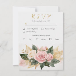 Persoonlijke Huwelijksreactiekaart Roos boeket RSVP Kaartje