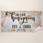 Persoonlijke huwelijksreis cadeaus met waterverf b strandlaken (Voorkant)