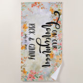 Persoonlijke huwelijksreis cadeaus met waterverf b strandlaken (Voorkant)