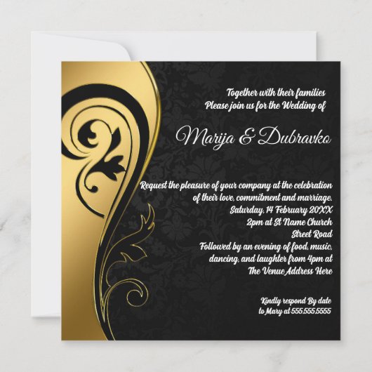 Persoonlijke huwelijksuitnodiging kaart (Achterkant)