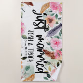 Persoonlijke huwelijksverlovings bruidsfeest strandlaken (Voorkant)