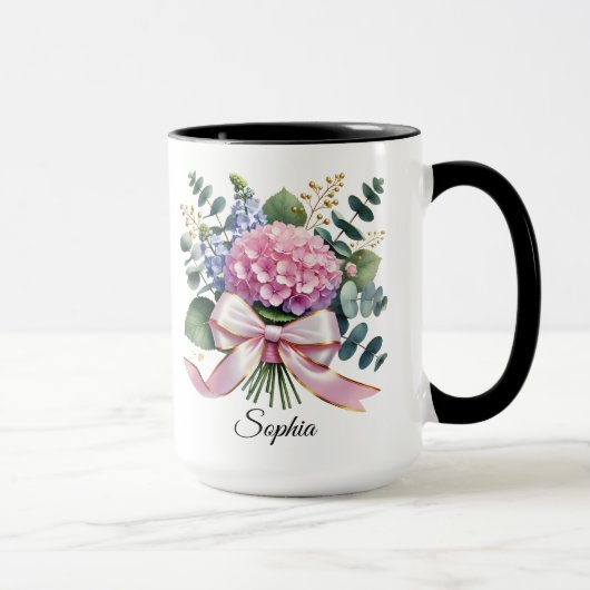 Persoonlijke Hydrangea Bloem Naam Mok Cadeau (Rechts)