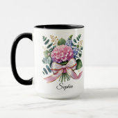Persoonlijke Hydrangea Bloem Naam Mok Cadeau (Links)