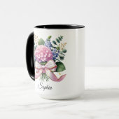 Persoonlijke Hydrangea Bloem Naam Mok Cadeau (Voorkant links)