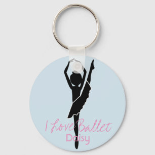 Persoonlijke I Love Ballet Silhouette Sleutelhanger