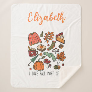 Persoonlijke I Love Fall Herfstbladeren Pompoenen  Sherpa Deken