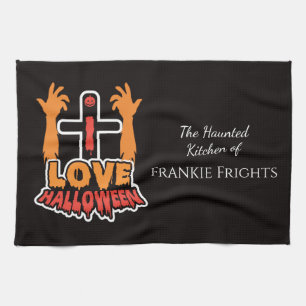 Persoonlijke 'I Love Halloween Geesten' Theedoek