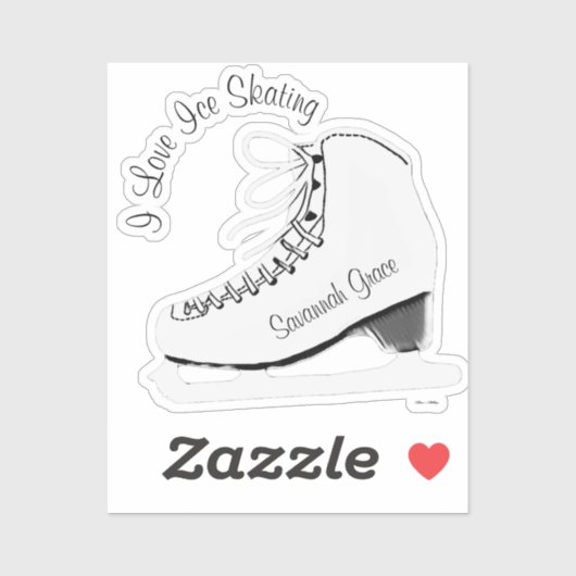 Persoonlijke I Love Ice Skating Name Sticker (Vel)