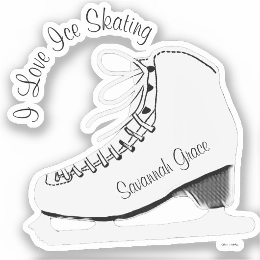 Persoonlijke I Love Ice Skating Name Sticker (Voorkant)