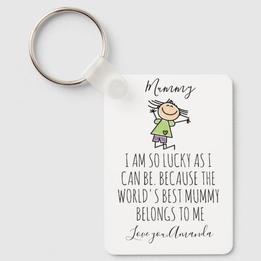 Persoonlijke 'I Love Mummy' van dochter, Sleutelhanger (Voorkant)