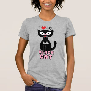 Persoonlijke I Love My Black Cat T-shirt