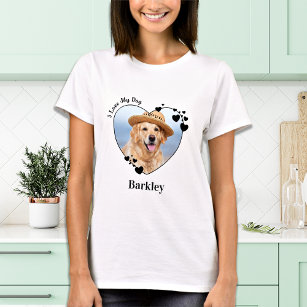 Persoonlijke I Love My Dog Cute Heart Pet Photo T-shirt