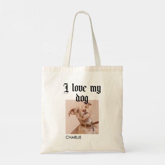 Persoonlijke I Love My Dog Photo Tote Bag (Achterkant)