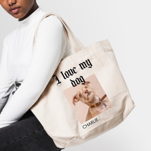 Persoonlijke I Love My Dog Photo Tote Bag