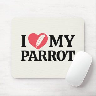 Persoonlijke 'I Love My Parrot Heart'-typografie Muismat