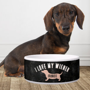 Persoonlijke 'I Love My Wiener' grappige dashond Voerbakje