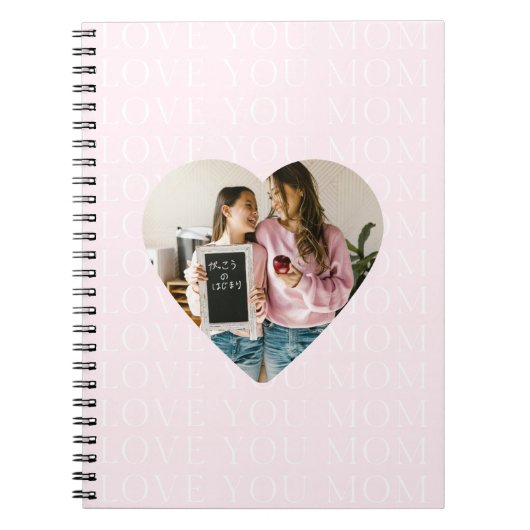 Persoonlijke I Love You Moeder Hart Foto  Notitieboek (Voorkant)