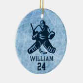 Persoonlijke Ice Hockey Speler Naam Team Nummer Keramisch Ornament (Rechts)
