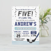 Persoonlijke Ice Hockey Verjaardag Uitnodiging (Staand voorkant)