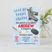 Persoonlijke Ice Hockey Verjaardag Uitnodiging (Staand voorkant)