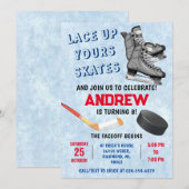 Persoonlijke Ice Hockey Verjaardag Uitnodiging (Voorkant / Achterkant)