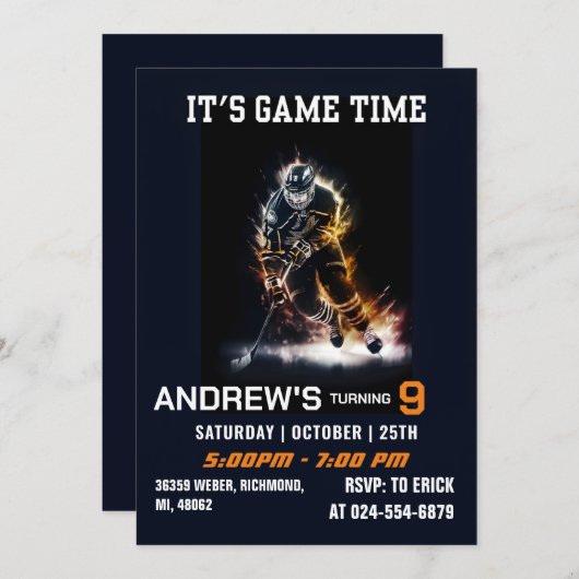 Persoonlijke Ice Hockey Verjaardag Uitnodigingen (Voorkant / Achterkant)