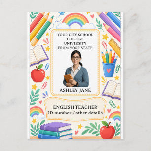 Persoonlijke ID-badge voor leraren en schoolperson Briefkaart