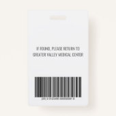 Persoonlijke ID-badge Ziekenhuis Naam werknemer Ma Badge (Achterkant)