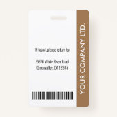 Persoonlijke ID-kaart van bedrijfspersoneel bruin Badge (Achterkant)