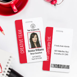 Persoonlijke ID-kaart van bedrijfspersoneel Rood Badge