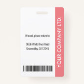 Persoonlijke ID-kaart van bedrijfspersoneel roze Badge (Achterkant)