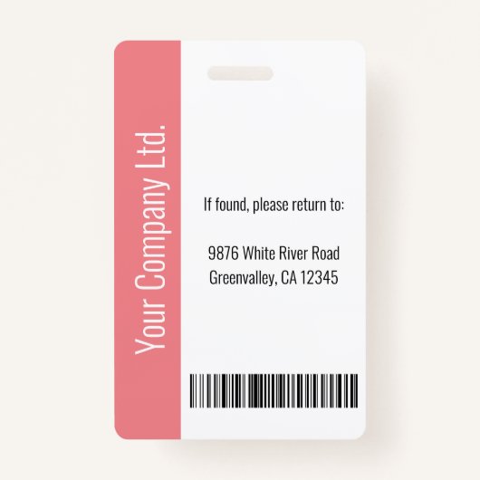 Persoonlijke ID-kaart van bedrijfspersoneel roze Badge (Achterkant)