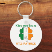 Persoonlijke Iers Kiss me Ik ben Fitz-Patrick Sleutelhanger (Voorkant)