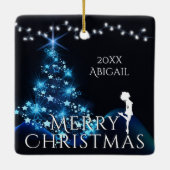 Persoonlijke Ierse dansblauwe kerstboom Keramisch Ornament (Achterkant)