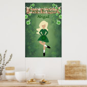Persoonlijke Ierse dansdag, Blon Hair Happy Birthd Poster (Keuken)