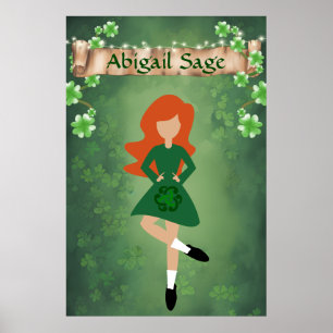 Persoonlijke Ierse danser met Red Hair Dance Poster