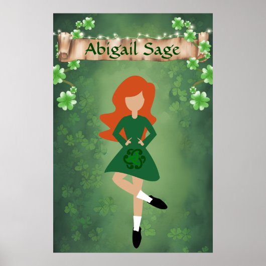 Persoonlijke Ierse danser met Red Hair Dance Poster (Voorkant)