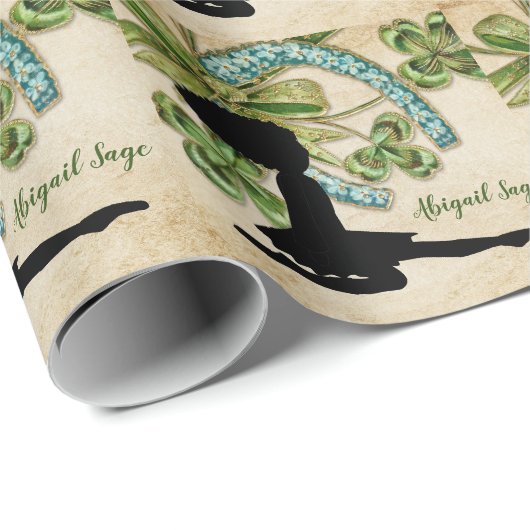 Persoonlijke Ierse danser, Shamrock en Hoefijzer Cadeaupapier (Rol Hoek)