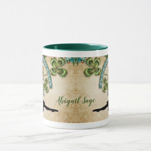 Persoonlijke Ierse danser, Shamrock en Hoefijzer Mok (Midden)