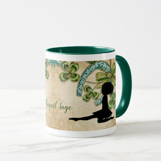 Persoonlijke Ierse danser, Shamrock en Hoefijzer Mok (Voorkant rechts)