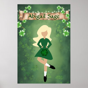 Persoonlijke Ierse danseres met blond-haaruitstek Poster
