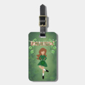 Persoonlijke Ierse danseres met bruine haardans Bagagelabel (Voorkant verticaal)