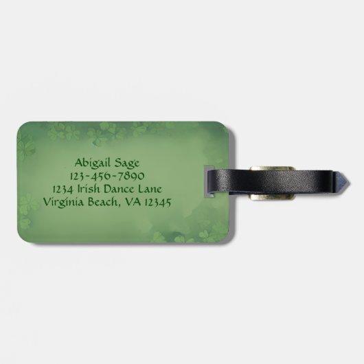 Persoonlijke Ierse danseres met bruine haardans Bagagelabel (Achterkant horizontaal)